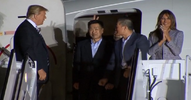North Korea released 3-U.S Prisoners and welcomed by Trump & Melania