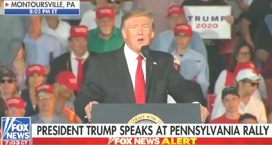 Trump turned fire on Fox News during a rally in Pennsylvania