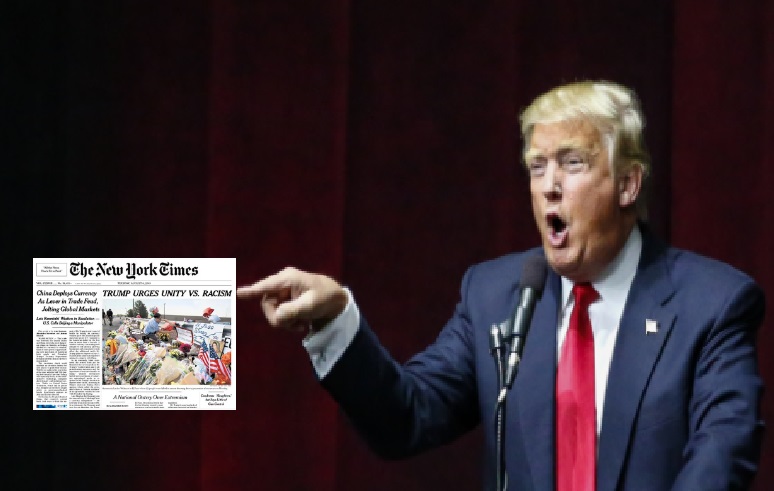 Trump criticized The New York Times over its El Paso Headline