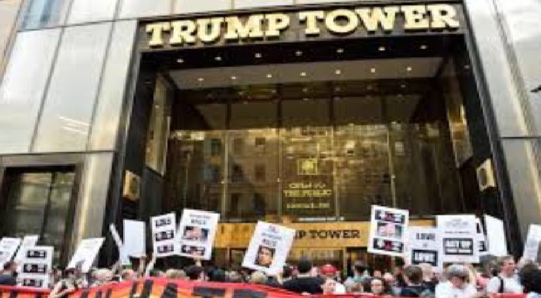 Demonstrators gathered outside Trump Tower demanding Arrest Trump