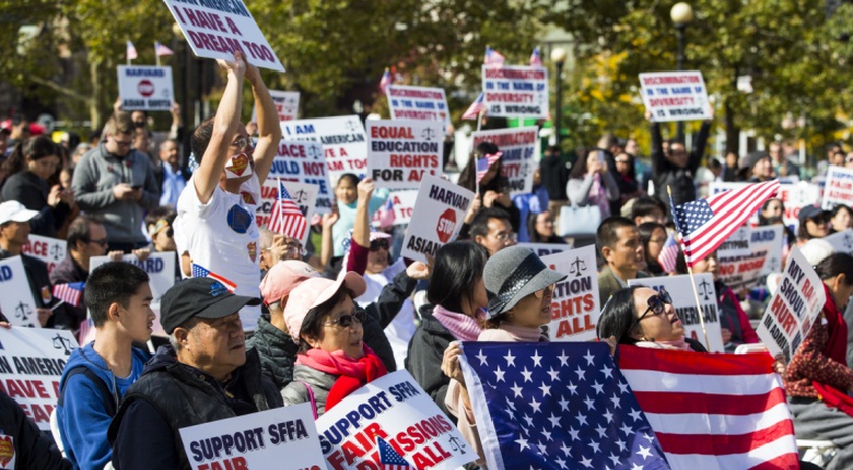 Several Hundred People gathered at Rise Up Against Asian Hate rally